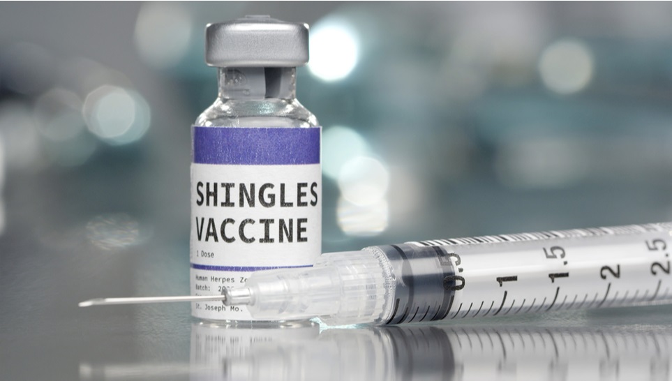 shingles vaccine bottle with syringe