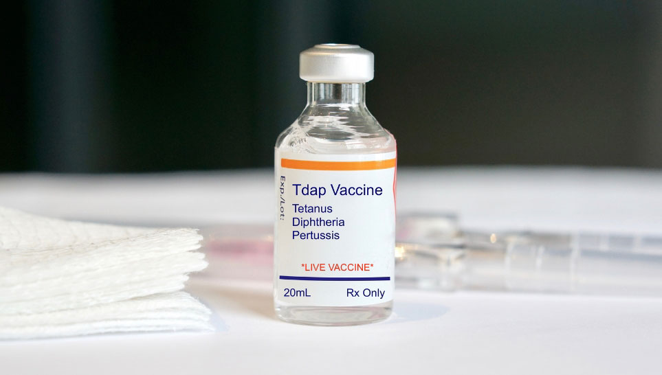 small bottle with tdap vaccine