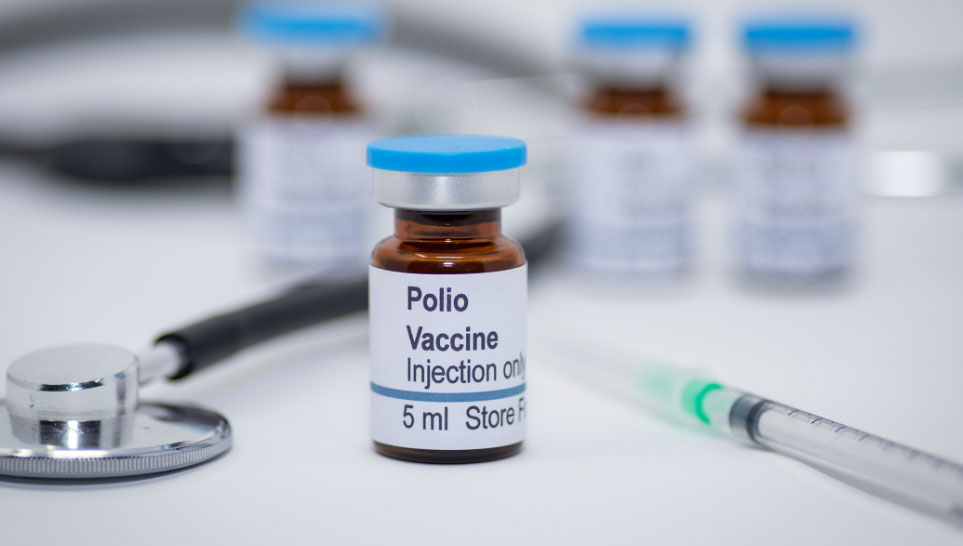 polio vaccine vial in hospital laboratory