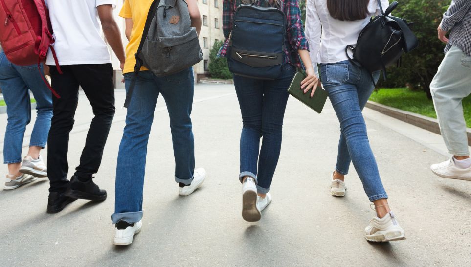 teenage students in high school campus