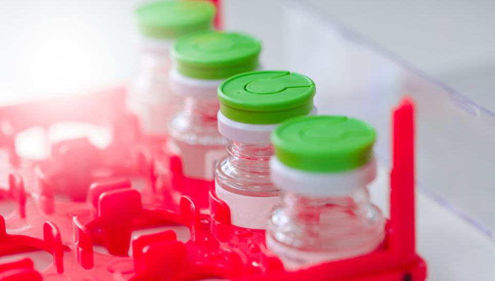 lab bottle vaccine on dry ice storage